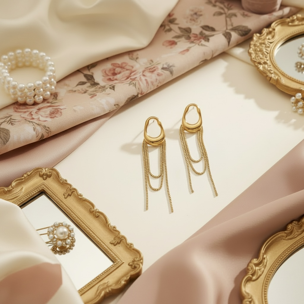 Golden Cascade Earring