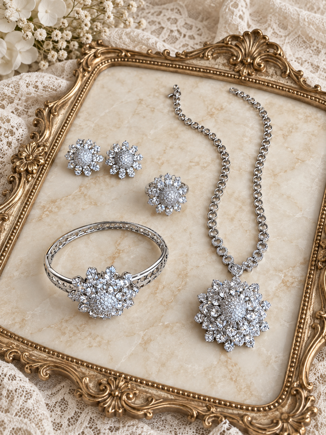 The Daisy Set | Crystal Daisy Jewelry Set for Women — Crystal