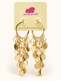 The Colette Cascade Hoops | Gold Chandelier Hoop Earrings — Cascading Coin Disc Statement Hoops