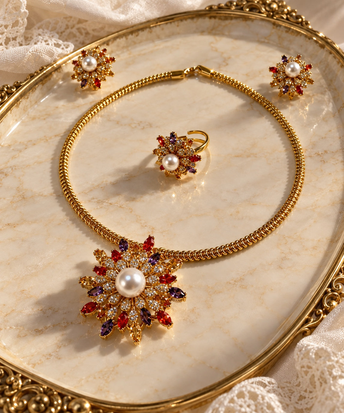 Jardin de Mimi jewelry set alternate angle